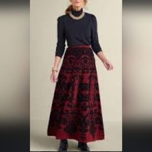 NWT.Soft Surroundings Red and Black Sweter  Midi Skirt.